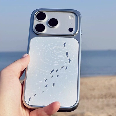ins风个性锦鲤电镀银镜面手机壳适用苹果iPhone17promax高级感保护套小众16plus亮面15pro14防摔简约13pro