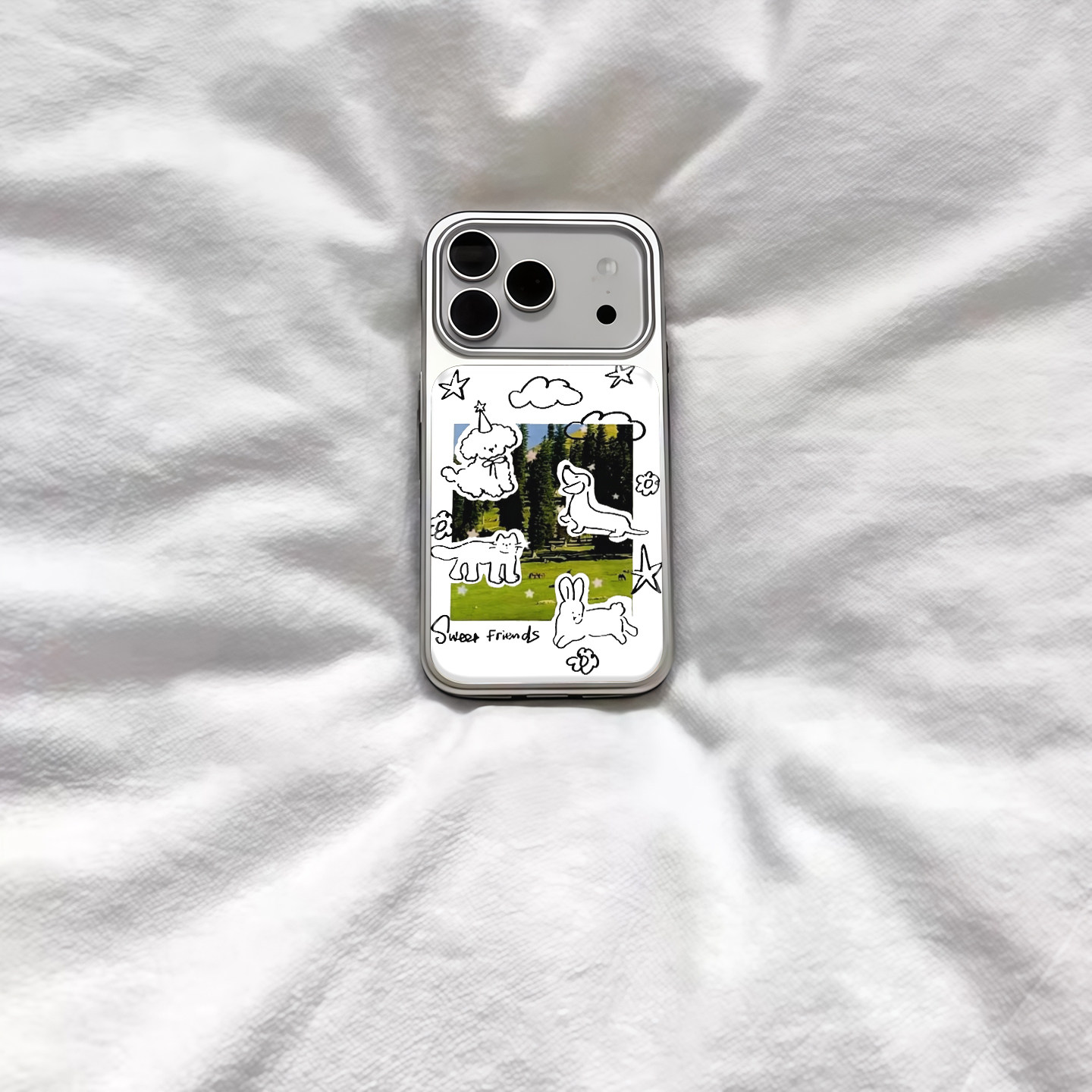 ins风可爱复古小动物电镀银磁吸适用苹果iPhone17promax手机壳1615pro小米1415Pro华为mate60p70三星S23防摔