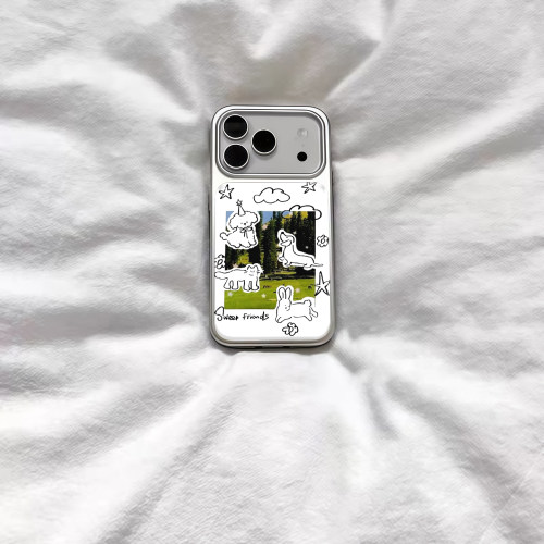 ins风可爱复古小动物电镀银磁吸适用苹果iPhone17promax手机壳1615pro小米1415Pro华为mate60p70三星S23防摔