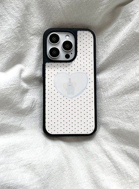 ins可爱波点小象亚克力黑边磁吸适用苹果iPhone16promax手机壳1312pro小米1415Pro华为mate60p70三星S23防摔
