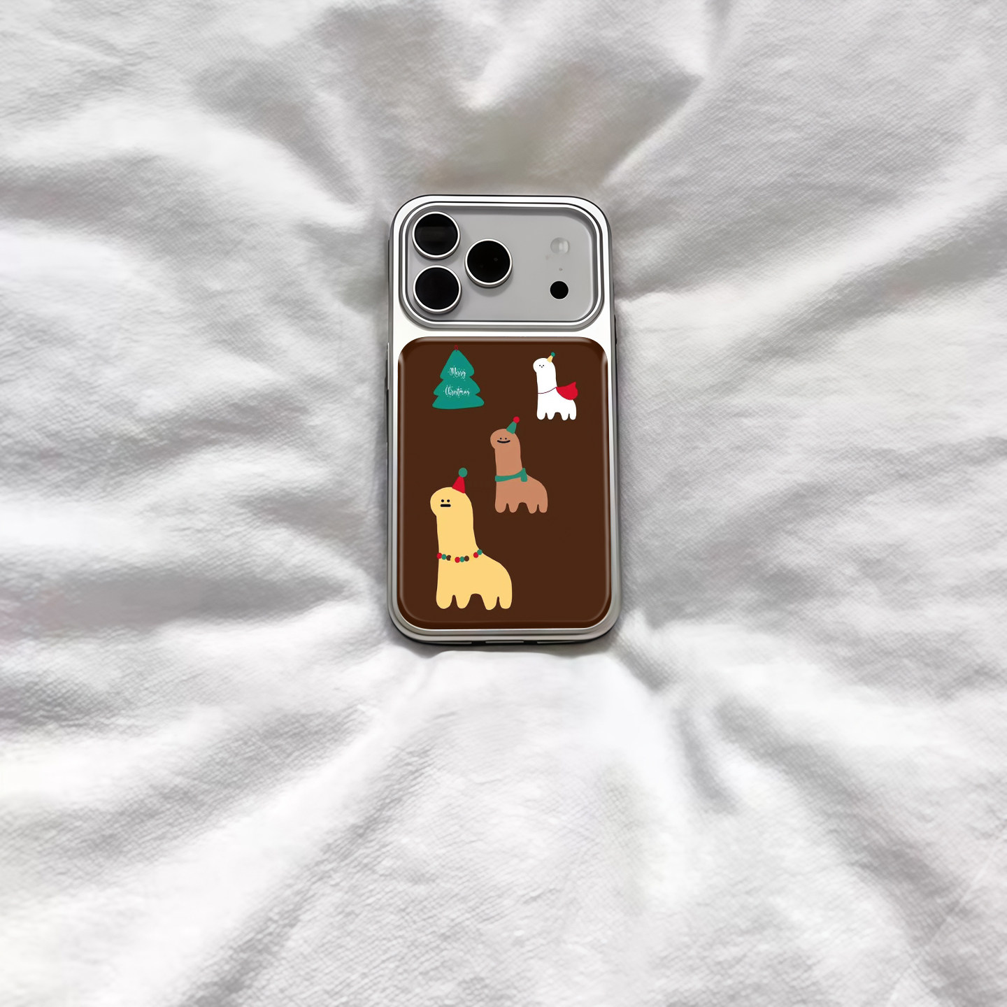 ins冬季可爱圣诞小狗电镀银磁吸适用苹果iPhone17promax手机壳1615pro小米1415Pro华为mate60p70三星S23防摔