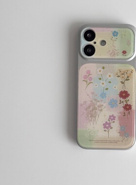 ins复古春天小花大视窗磁吸全包精孔手机壳适用苹果iPhone17promax高级感保护套小众16plus15pro14防摔13pro