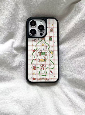 ins圣诞雪人小狗黑边软壳磁吸适用苹果iPhone17promax手机壳1615pro小米1415Pro华为mate60p70三星S23防摔
