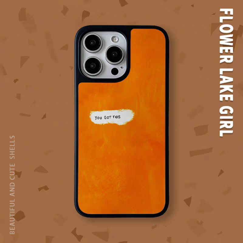 你可以的~涂鸦英文亚克力黑边磁吸适用苹果iPhone16promax手机壳1315pro小米14Pro华为mate60p70三星S23防摔