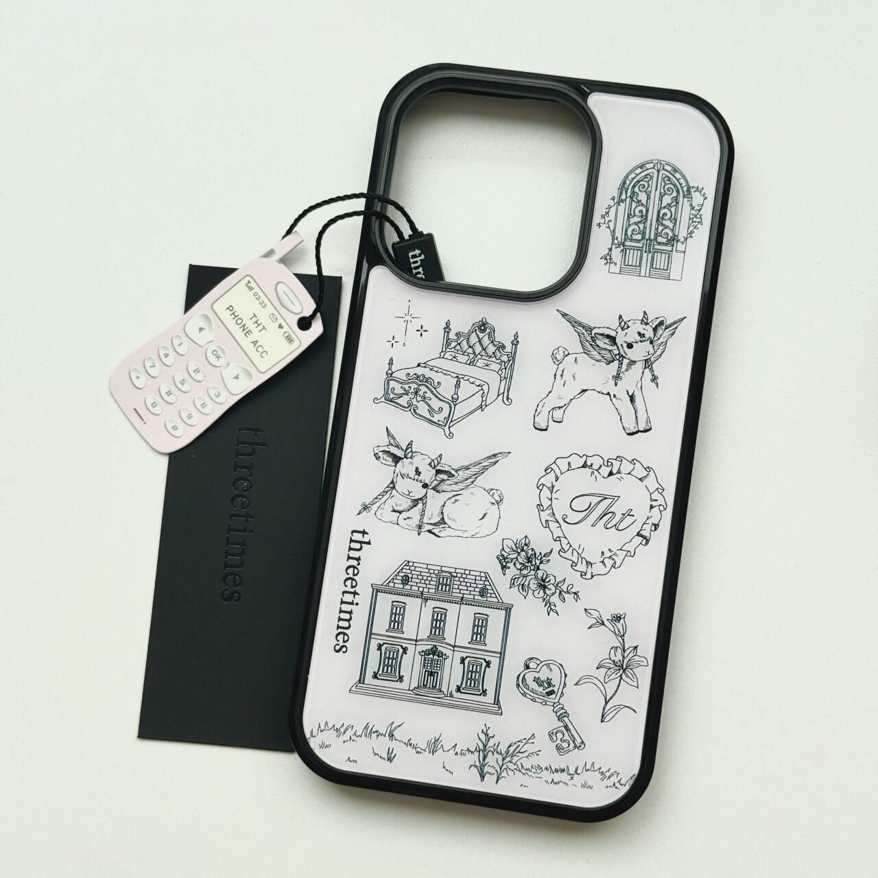 原创个性小鹿插画ins亚克力黑边适用苹果iPhone16promax手机壳15pro小米14Pro保护套华为mate7060防摔三星S23