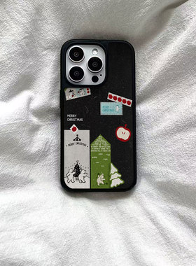 ins雪人小熊插画黑边软壳磁吸适用苹果iPhone17promax手机壳1615pro小米1415Pro华为mate60p70三星S23防摔