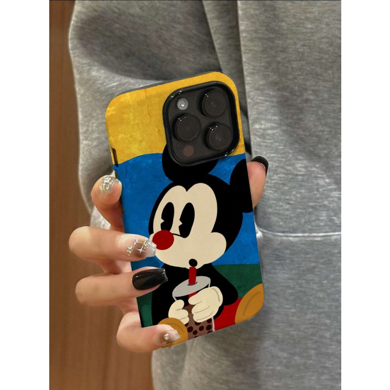 ins风奶茶米鼠适用于苹果16promax手机壳iPhone15华为小米14plus荣耀13pro12菲林壳二合一x防摔11oppovivo11