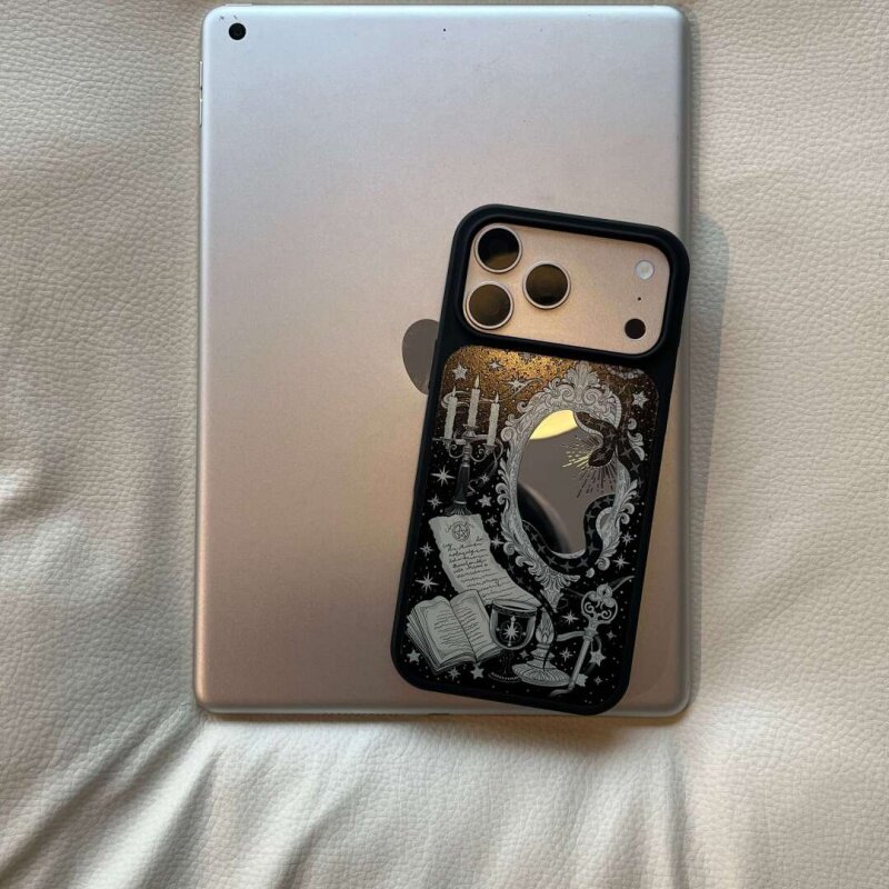 ins风复古可爱蜡烛插画镜面原创黑边镜面适用于苹果手机壳iPhone17promax16pro/15/14/13/高级防摔小众手机套