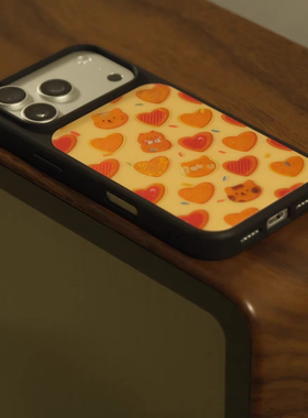 ins风可爱小熊饼干黑边软壳磁吸适用苹果iPhone17promax手机壳1615pro小米1415Pro华为mate60p70三星S23防摔