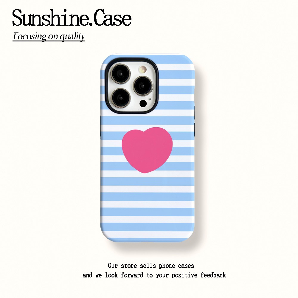 ins条纹爱心适用于苹果16promax手机壳iPhone15华为小米14plus荣耀13pro12菲林壳二合一x防摔11oppovivo11