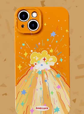 Good lucky~爆发好运火山菲林适用iPhone15pro/14手机壳华为mate60红米K70OPPOreno9软vivos16硬IQOO10小米13