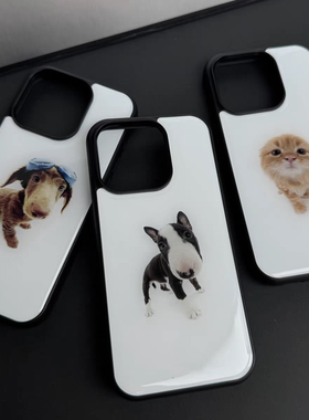 ins风可爱小猫小狗黑边软壳磁吸适用苹果iPhone17promax手机壳1615pro小米1415Pro华为mate60p70三星S23防摔