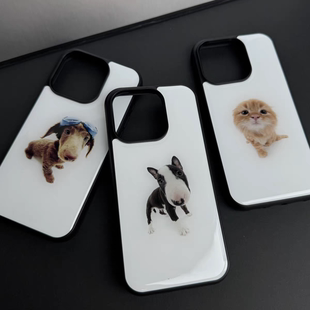 ins风可爱小猫小狗黑边软壳磁吸适用苹果iPhone17promax手机壳1615pro小米1415Pro华为mate60p70三星S23防摔