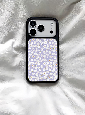 ins风紫色碎花黑边软壳磁吸适用苹果小米iPhone17promax手机壳1613pro小米1415Pro华为mate60p70三星S23防摔
