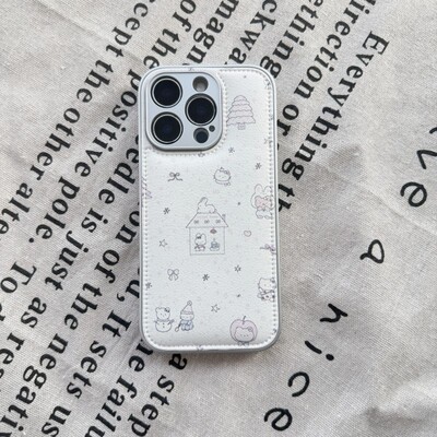 ins圣诞可爱kt熊皮质适用于苹果小米iPhone17promax全包手机壳1613pro小米1415Pro华为mate60p70荣耀vivo防摔