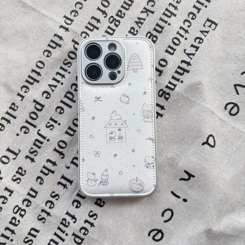 ins圣诞可爱kt熊皮质适用于苹果小米iPhone17promax全包手机壳1613pro小米1415Pro华为mate60p70荣耀vivo防摔