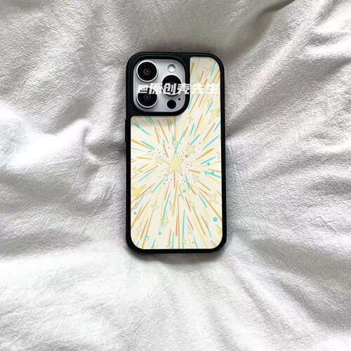 ins风多巴胺星星亚克力黑边磁吸适用苹果iPhone16promax手机壳1312pro小米1415Pro华为mate60p70三星S23防摔