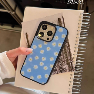 小雏菊ins原创亚克力黑边磁吸适用苹果iPhone16promax手机壳1312pro小米1415Pro华为mate60p70三星S23防摔