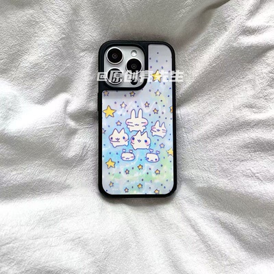 千禧分兔子原创亚克力黑边磁吸适用苹果iPhone16promax手机壳1312pro小米1415Pro华为mate60p70三星S23防摔