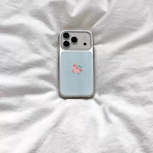 ins复古可爱蓝色小马电镀银磁吸适用苹果iPhone17promax手机壳1615pro小米1415Pro华为mate60p70三星S23防摔