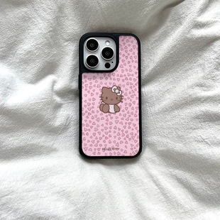 ins满屏爱心kt猫亚克力黑边磁吸适用苹果iPhone16promax手机壳1312pro小米1415Pro华为mate60p70三星S23防摔