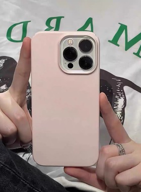 原创纯色淡粉适用苹果15/14promax手机壳iphone13新款12菲林11女xr小众高级感xs简约7/8plusxsmax个性ins风潮