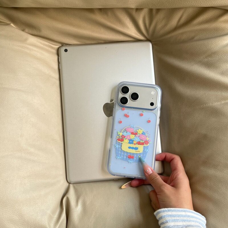ins风复古个性花篮肤感晶透软边大孔手机壳适用苹果iPhone1