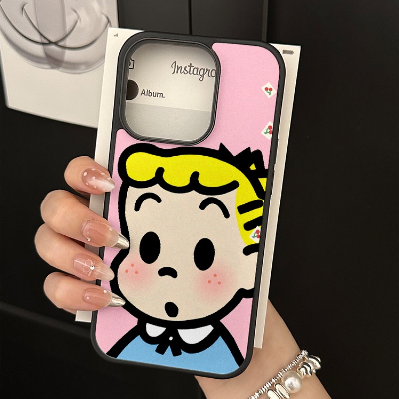 原田治小女孩亚克力黑边磁吸适用苹果iPhone16promax手机壳1315pro小米14Pro保护套华为mate60p70防摔三星S23