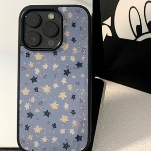 满屏星星个性 原创亚克力黑边磁吸适用苹果iPhone16promax手机壳1312pro小米1415Pro华为mate60p70三星S23防摔