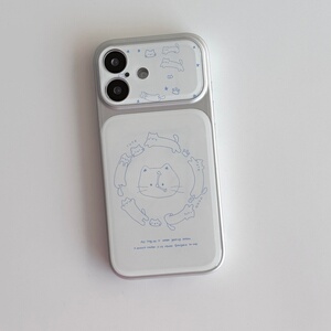 ins古早时钟小猫大视窗原创全包精孔手机壳适用苹果iPhone17promax高级感保护套小众16plus15pro14防摔13pro