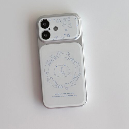 ins古早时钟小猫大视窗磁吸全包精孔手机壳适用苹果iPhone17promax高级感保护套小众16plus15pro14防摔13pro