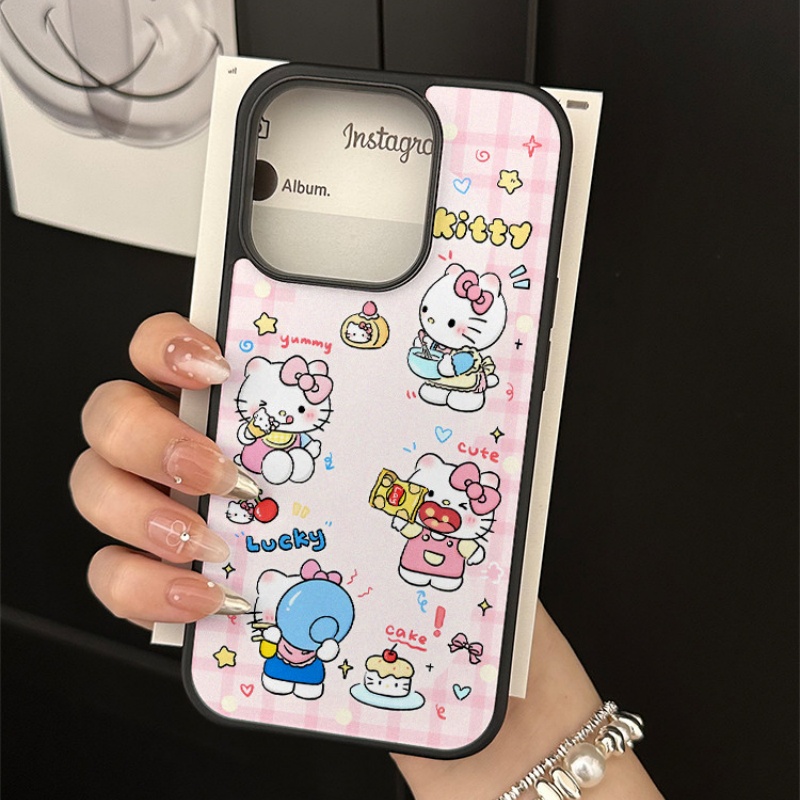 条纹凯蒂猫亚克力黑边磁吸适用苹果iPhone16promax手机壳1315pro小米14Pro保护套华为mate60p70防摔三星S234