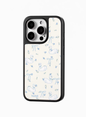 蝴蝶结小天鹅原创亚克力黑边磁吸适用苹果iPhone16promax手机壳131512pro小米14Pro华为mate60p70三星S23防摔