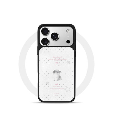 原创垂耳绒绒ins电镀银黑边磁吸适用苹果iPhone17promax手机壳1612pro小米1415Pro华为mate60p70三星S23防摔
