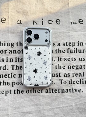 ins风可爱星星黑白猫咪皮质适用于苹果iPhone17promax手机壳1613pro小米1715Pro华为mate70p80防摔高级感新款