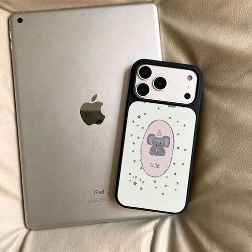 ins风可爱小象黑边玻璃磁吸适用苹果小米iPhone17promax手机壳1613pro小米1415Pro华为mate80p90三星S25防摔