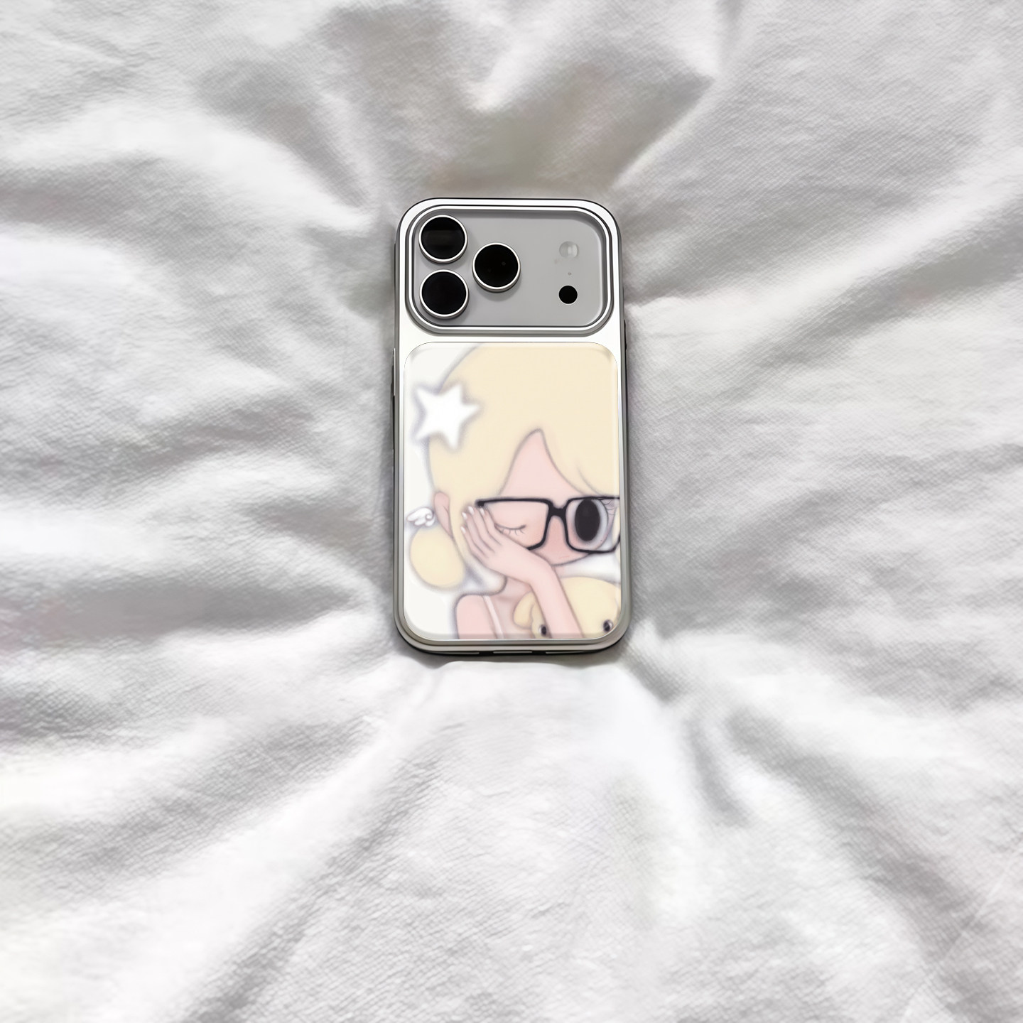 ins可爱复古眼镜女孩电镀银磁吸适用苹果iPhone17promax手机壳1615pro小米1415Pro华为mate80p70三星S23防摔