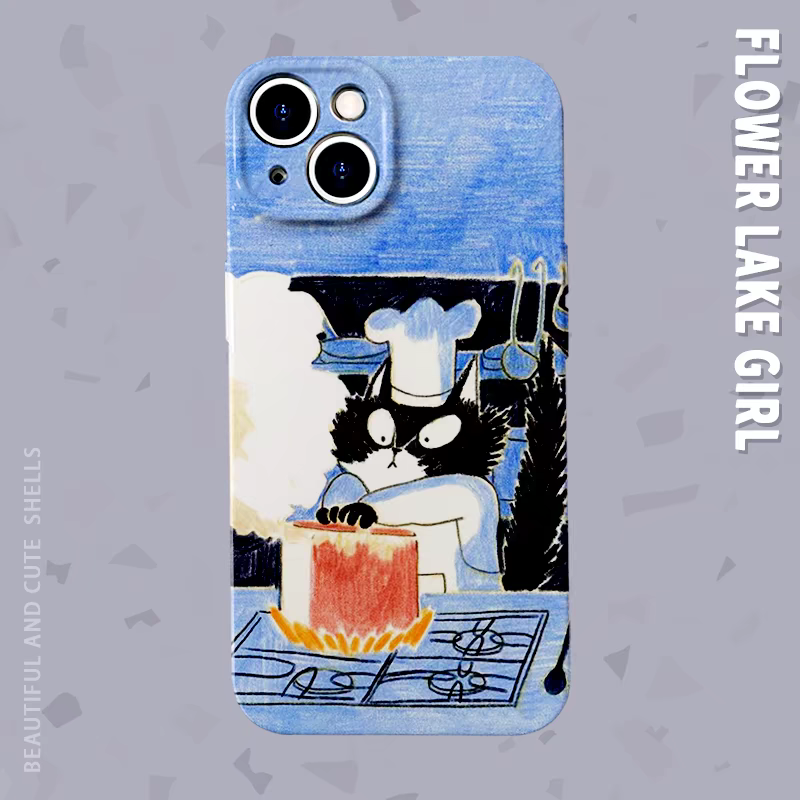 趣适用味厨师猫咪菲林适用iPhone13promax手机壳华为nova11小米14红米k60pro硬壳vivoiqooneo7小众苹果15plus