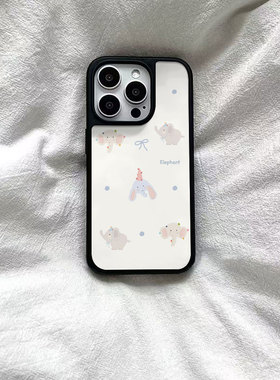 ins风可爱波点小象黑边软壳磁吸适用苹果iPhone17promax手机壳1615pro小米1415Pro华为mate60p70三星S23防摔