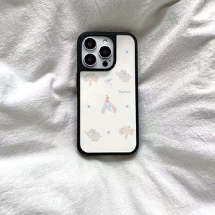 ins风可爱波点小象黑边软壳磁吸适用苹果iPhone17promax手机壳1615pro小米1415Pro华为mate60p70三星S23防摔