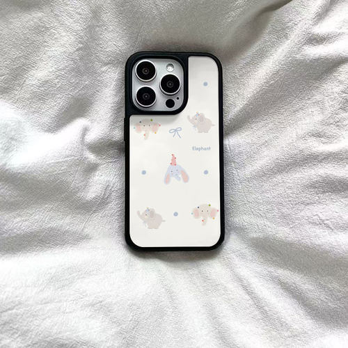 ins风可爱波点小象黑边软壳磁吸适用苹果iPhone17promax手机壳1615pro小米1415Pro华为mate60p70三星S23防摔