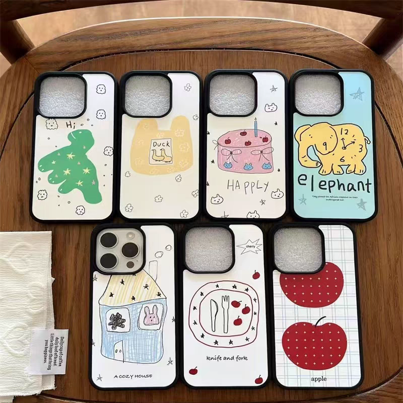 番茄刀叉餐具蛋糕亚克力黑边磁吸适用苹果iPhone16promax手机壳1312pro小米1415Pro华为mate60p70三星S23防摔