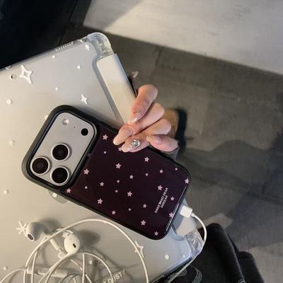 ins元素巧克力星星配色黑边磁吸适用苹果iPhone17promax手机壳1612pro小米1415Pro华为mate60p70三星S23防摔