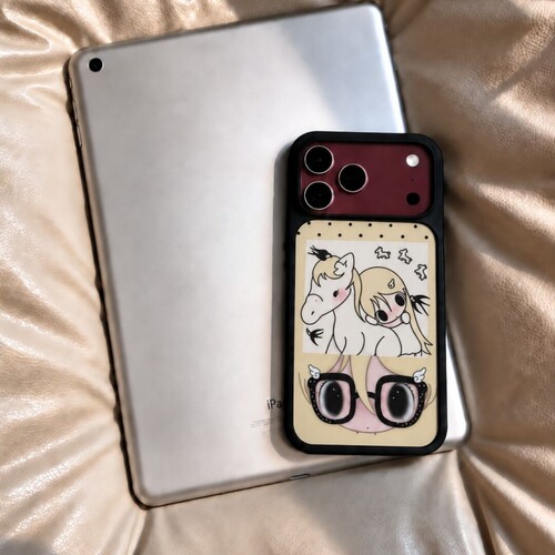ins风女孩小马黑边玻璃磁吸适用苹果iPhone18promax手机壳1716pro小米1514Pro华为mate80p90荣耀vivooppo防摔