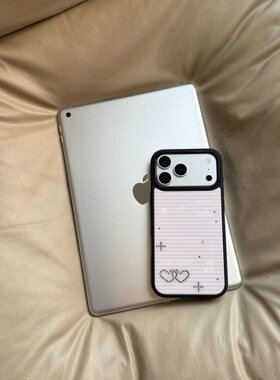 ins风条纹爱心适用iPhone17/16promax神甲手机壳简约15高级防摔14小众13个性12黑框手机套创意ins苹果保护壳