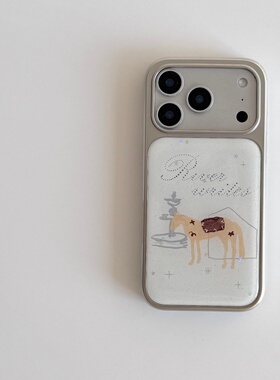 ins可爱个性小马插画电镀银磁吸适用苹果iPhone17promax手机壳1615pro小米1415Pro华为mate60p70三星S23防摔