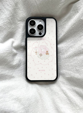 ins风小动物碎花亚克力黑边磁吸适用苹果iPhone16promax手机壳1312pro小米1415Pro华为mate60p70三星S23防摔