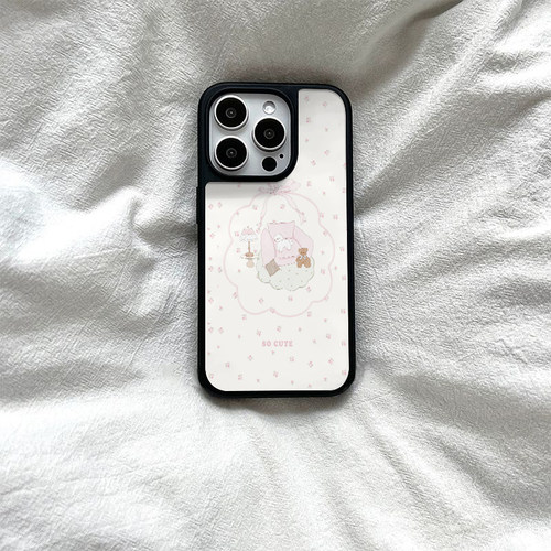 ins风小动物碎花亚克力黑边磁吸适用苹果iPhone16promax手机壳1312pro小米1415Pro华为mate60p70三星S23防摔