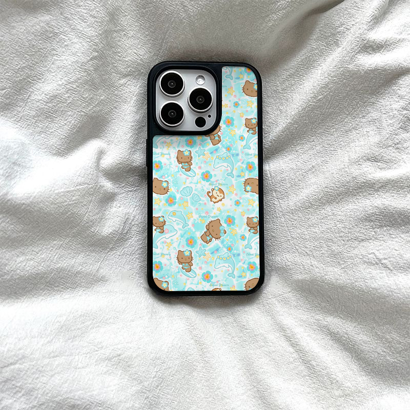 夏日黑皮海豚kt亚克力黑边磁吸适用苹果iPhone16promax手机壳1312pro小米1415Pro华为mate60p70三星S23防摔