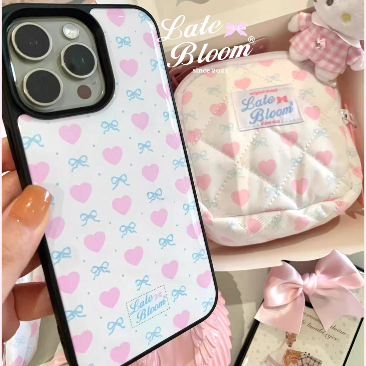 爱心蝴蝶结ins风亚克力黑边磁吸适用苹果iPhone16promax手机壳1315pro小米14Pro华为保护套mate60p70三星S23